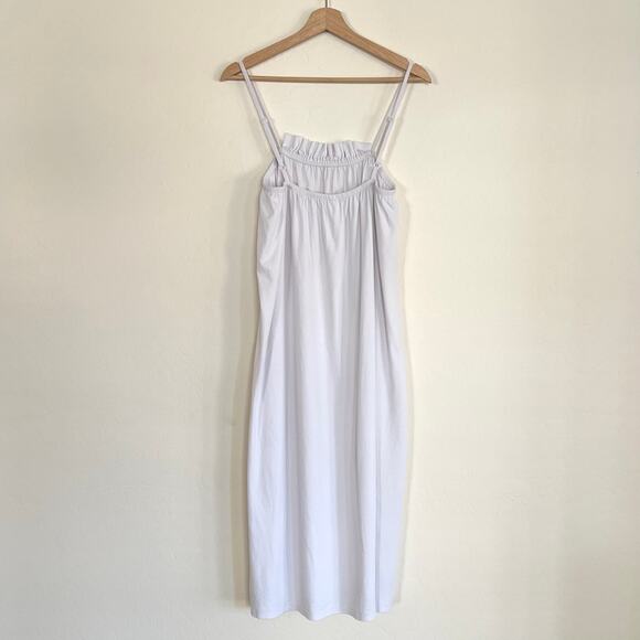 Lake Pajamas Pima Cotton Ruffle White Midi Nightgown Dress Small - Picture 4 of 6